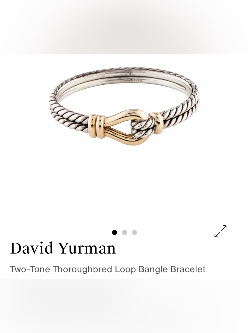 David Yurman Two-Tone Cable Knot Bangle in Silver and Gold